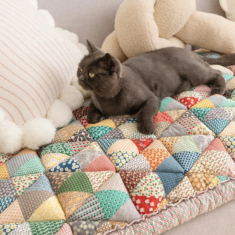 Washable Cotton Quilted Large Pet Mat Bed Couch Cover, Funny Soft Furniture Protective Cover for Dog Cat Floor Non-Slip Blankets
