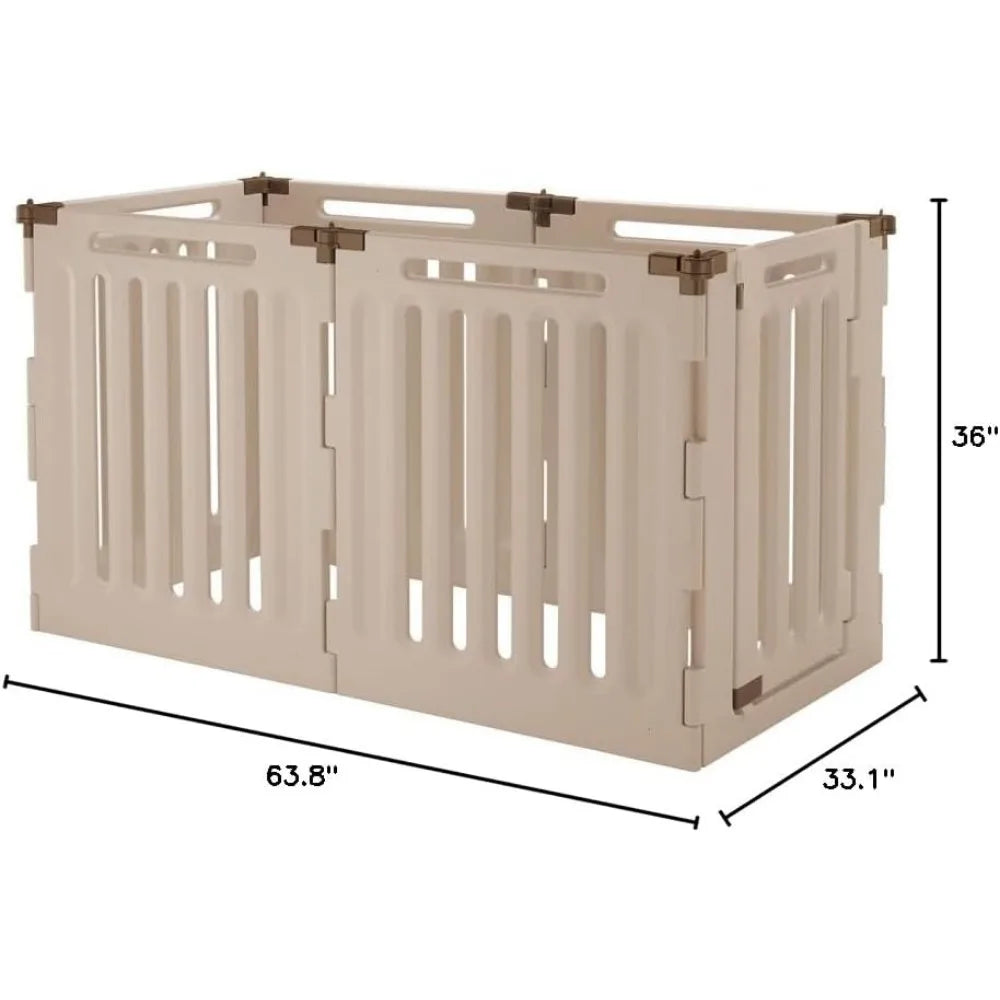 Convertible Indoor/Outdoor Pet Playpen, Large, Soft Tan/Mocha