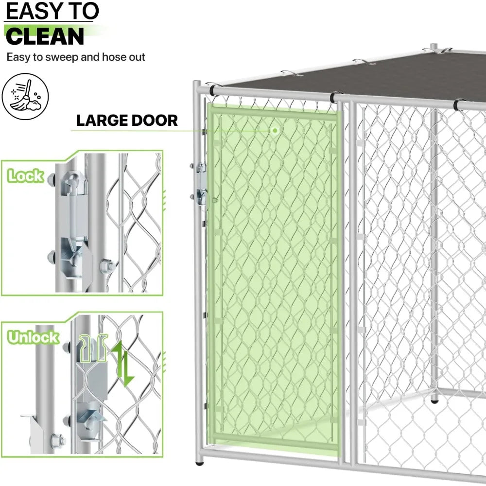 Very / 5x5 Ft Dog Kennel Outdoor For Medium Dog, Heavy Duty Alloy Steel Puppy Fence, Pet Exercise Playpen Run Cage With