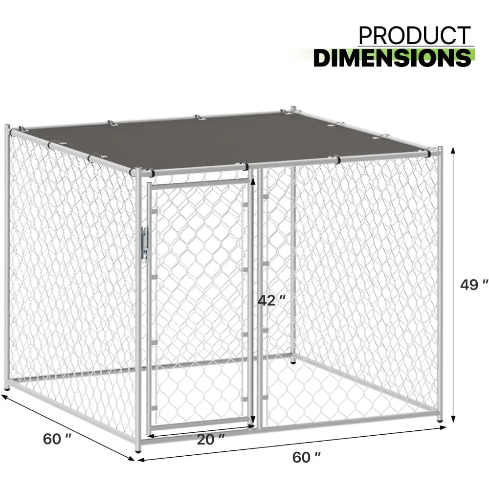 Very / 5x5 Ft Dog Kennel Outdoor For Medium Dog, Heavy Duty Alloy Steel Puppy Fence, Pet Exercise Playpen Run Cage With