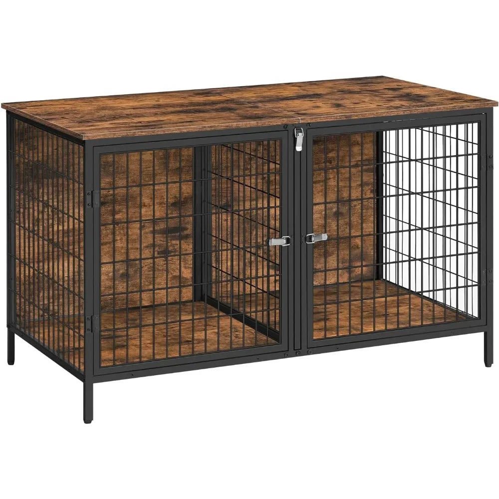 Dog Kennel with Removable Divider, Heavy Sturdy Dog Furniture Style Double Cage for Small Medium Dog, Indoor Pet House End Table