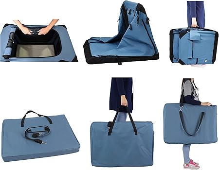 4-Door Folding Soft Dog Crate With Ains, Carrying Bag And Fleece Bed (2 Year ), Indoor & Outdoor Pet Home (42"" L X 28"" W X