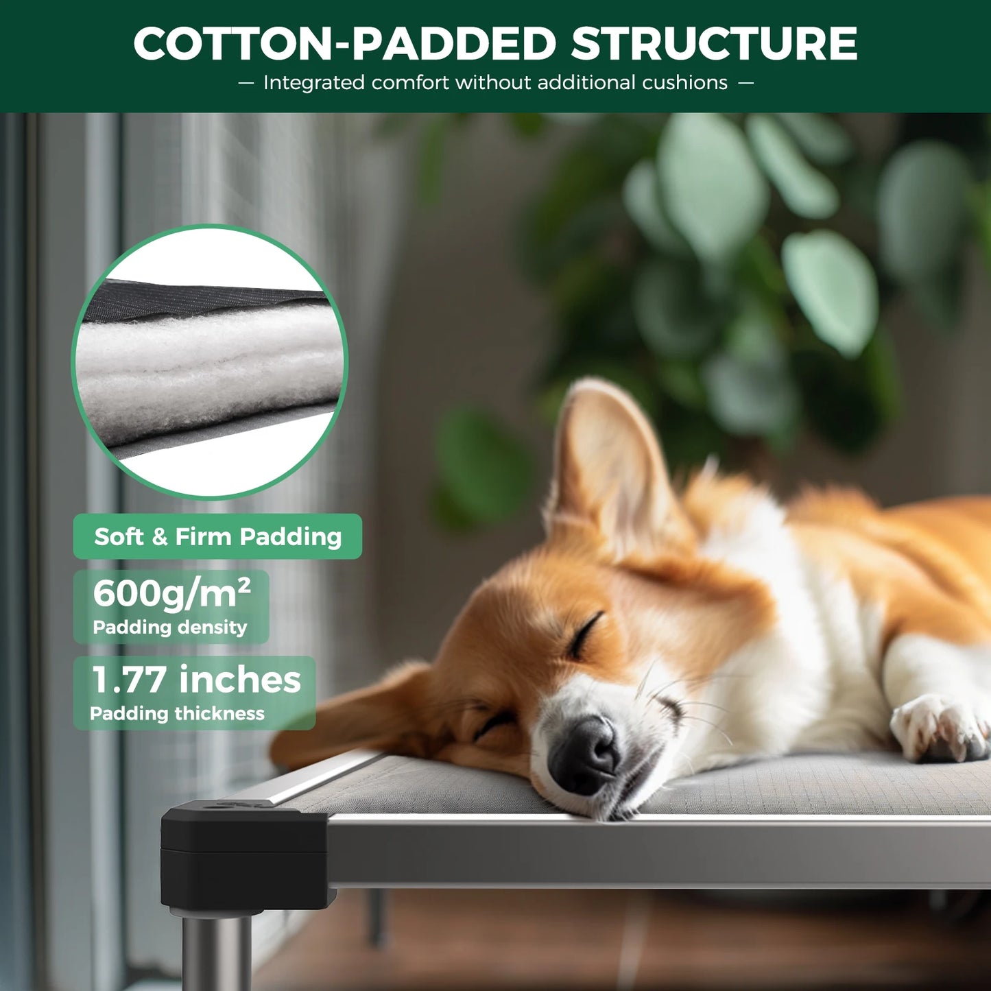 FXW Titanest Padded Dog Bed for Crate, Chew-Proof Elevated Cot for Indoor/Outdoor/Camping Use, Durable & Washable Pet Bed