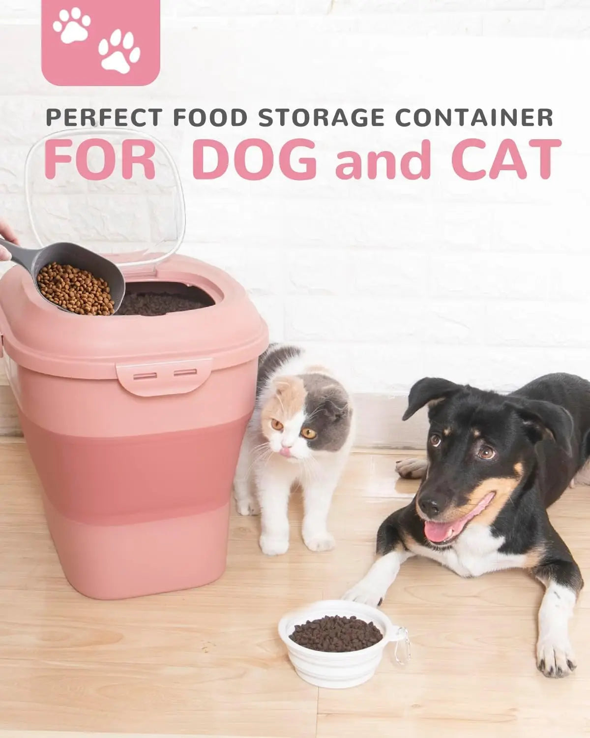Dog Food Storage Container - Collapsible Dog Food Container with Airtight Lids, Moisture-Proof Pet Food Storage Container