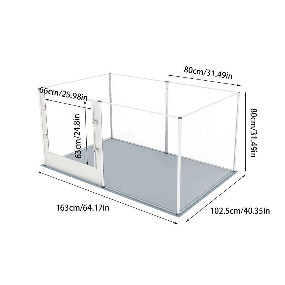Heavy Duty Large Acrylic Dog Playpen Transparent Dog Fence Enclosure Cage Pet Whelping Box with Waterproof Fertility Pad Door