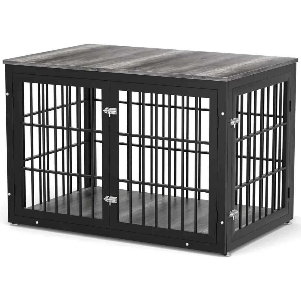Rustic Heavy Duty Dog Crate Furniture for Extra Large Dogs, Decorative Pet House End Table, Wooden Cage Kennel Furniture Indoor