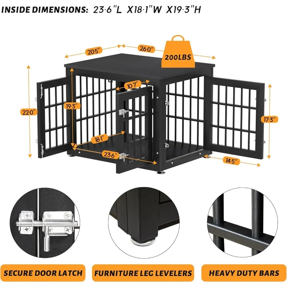 26 Inch Heavy Duty Dog Crate Furniture for Small Dogs, Decorative Pet House End Table, Wooden Cage Kennel Furniture Indoor