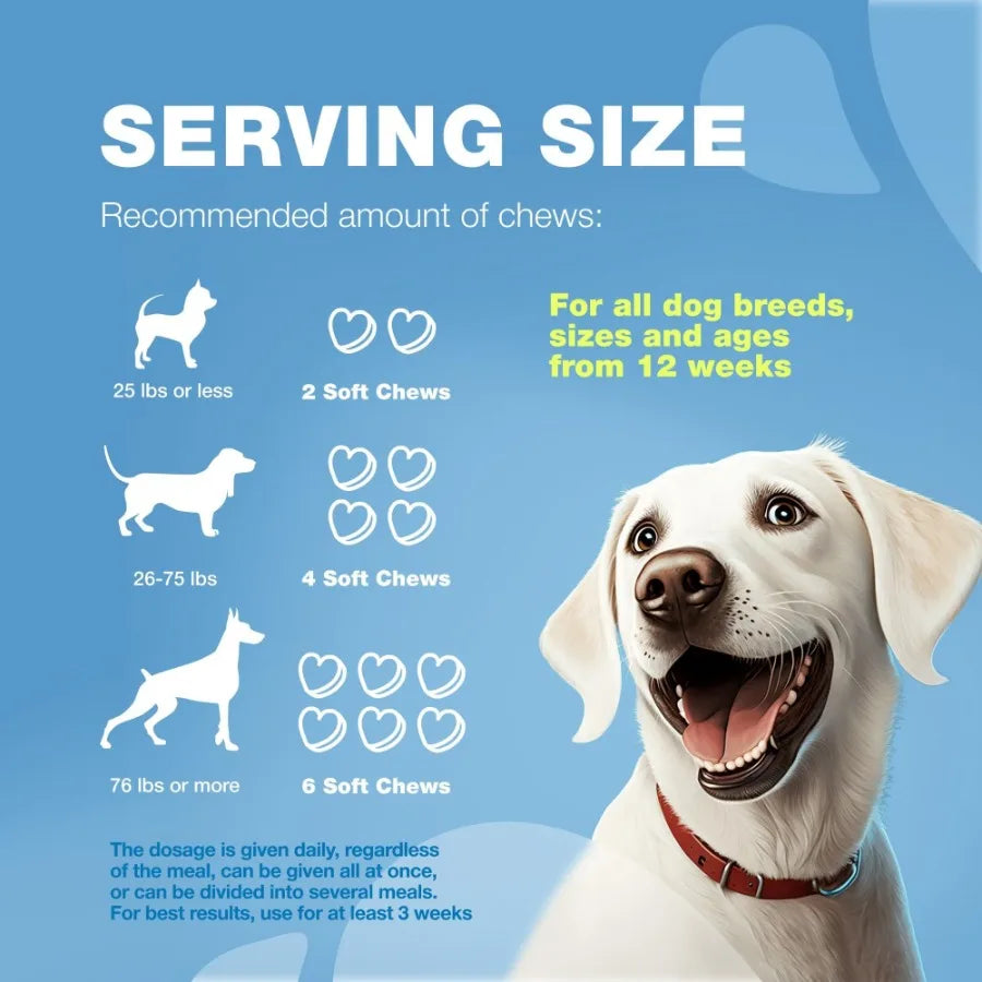 Hemp Calming Chews for Dogs Anxiety Dog Calming Treats with Melatonin Valerian Root Chamomile Extract Vitamin B Complex Canine