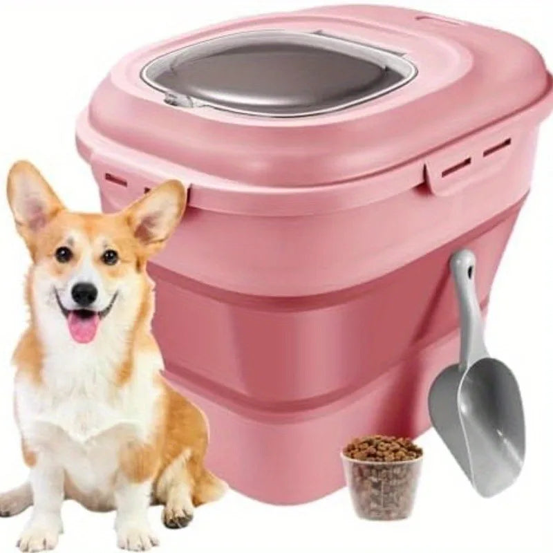 Dog Food Storage Container - Collapsible Dog Food Container with Airtight Lids, Moisture-Proof Pet Food Storage Container