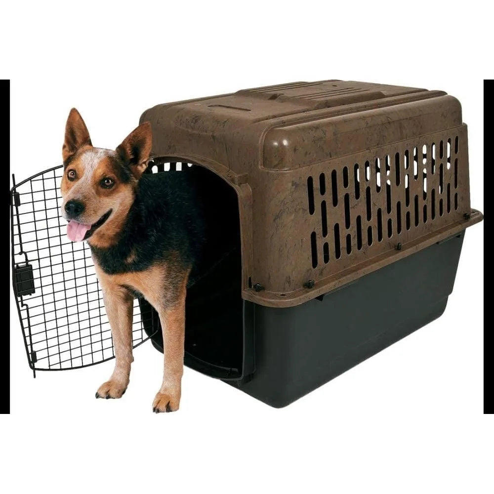 Large Plastic Dog Kennel Outdoor Indoor Pet Carrier Crate 360 Degree Ventilation Dogs 70-90 lbs Portable Travel Dog House