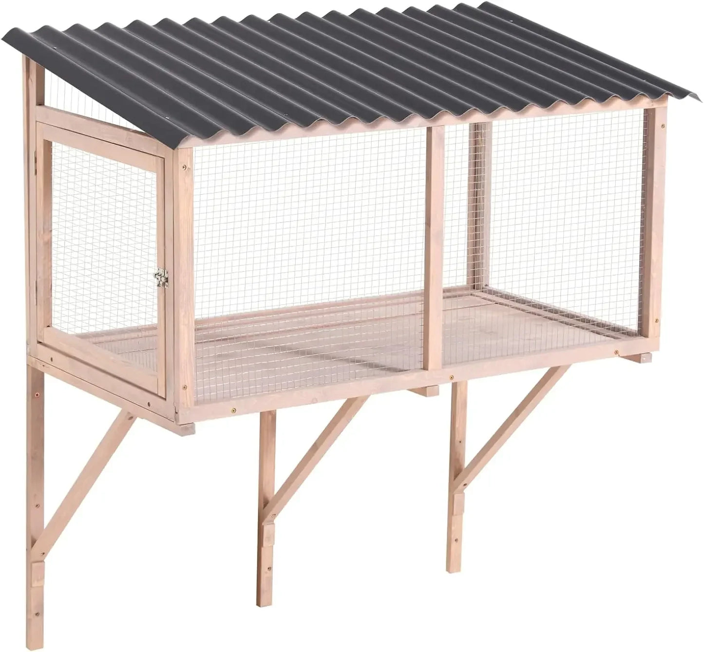 Cat Catio, Wall-Mounted Window Enclosure for Indoor Cats, Expandable Wooden Small Pet Perch House, Secure and Cozy Outdoor
