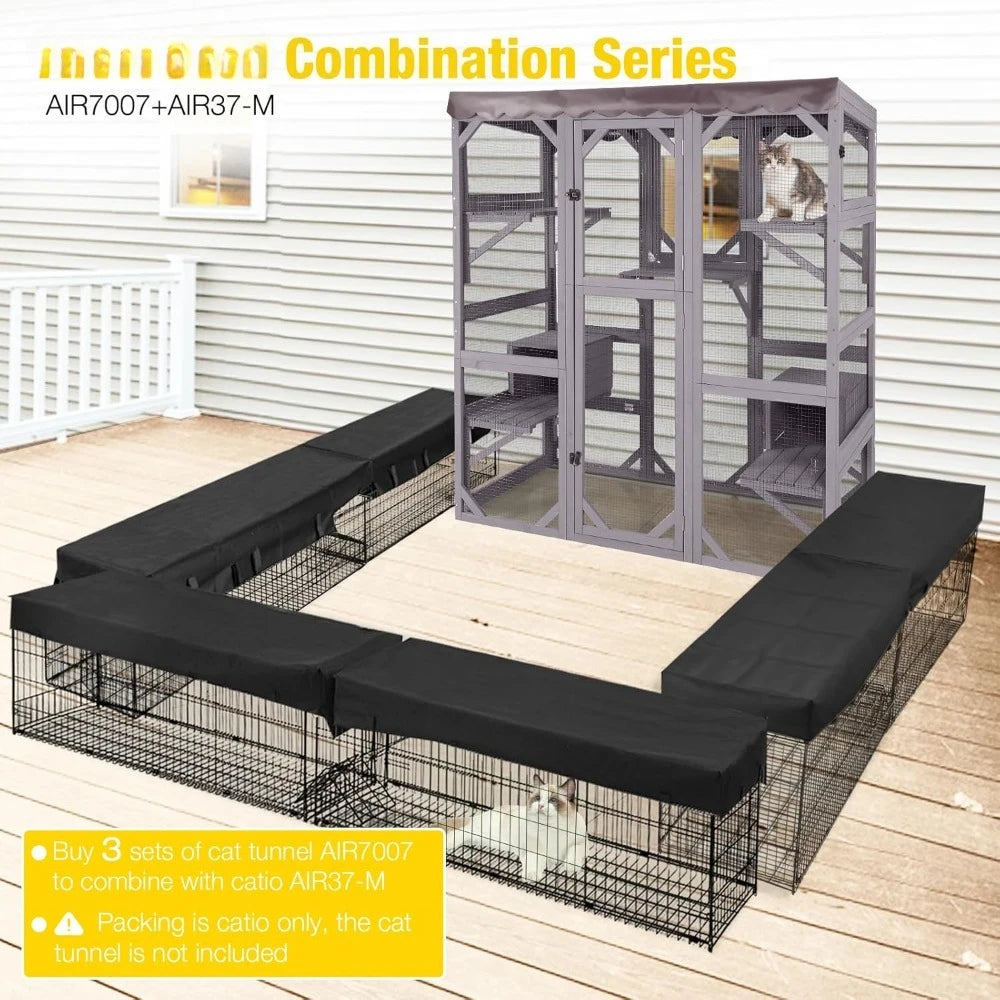 Cat House Outdoor Catio Kitty Enclosure with Super Large Enter Door,Small House, Wooden Cat Cage Condo