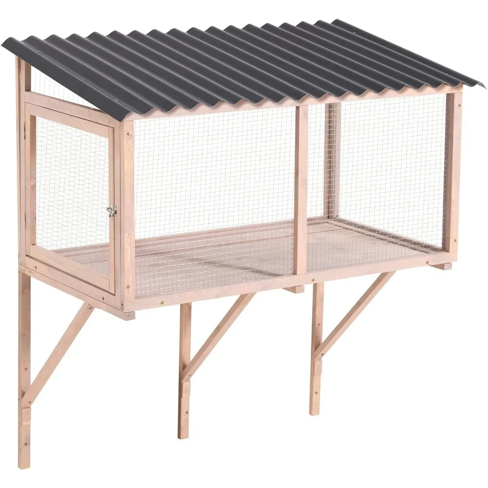 Cat Catio, Wall-Mounted Window Enclosure for Indoor Cats, Expandable Wooden Small Pet Perch House, Secure and Cozy Outdoor