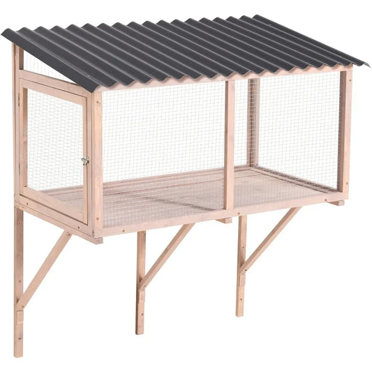Cat Catio, Wall-Mounted Window Enclosure for Indoor Cats, Expandable Wooden Small Pet Perch House, Secure and Cozy Outdoor