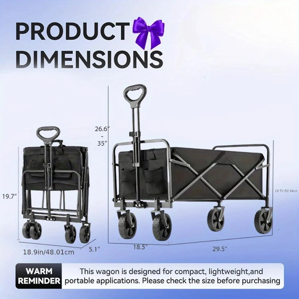 1PC Collapsible Foldable Wagon Cart, Car storage Heavy Duty Utility Snow trailer storage vehicle Cart With All-Terrain Wheels