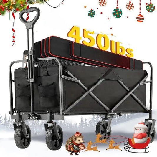 1PC Collapsible Foldable Wagon Cart, Car storage Heavy Duty Utility Snow trailer storage vehicle Cart With All-Terrain Wheels
