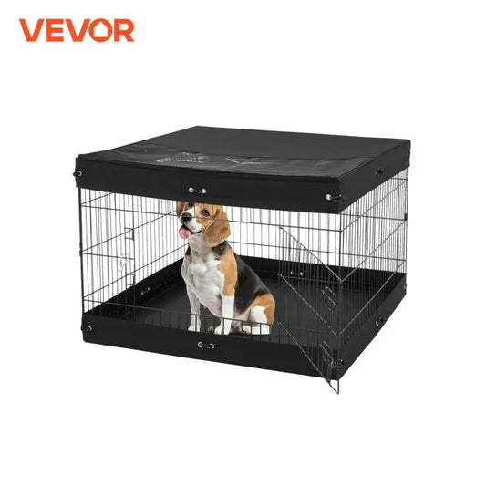 Dog Playpen Panels Foldable Metal Pet Exercise Pen Dog Fence Indoor and Outdoor Pen with Top Cover and Bottom Pad for Dogs
