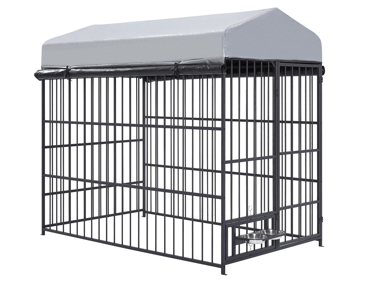 Large Dog Kennel Outdoor Pet Pen Enclosure Metal Coop Fence with Roof Cover