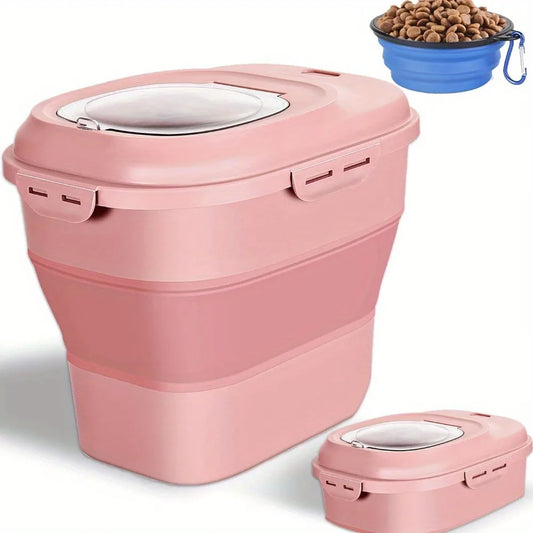 Dog Food Storage Container - Collapsible Dog Food Container with Airtight Lids, Moisture-Proof Pet Food Storage Container