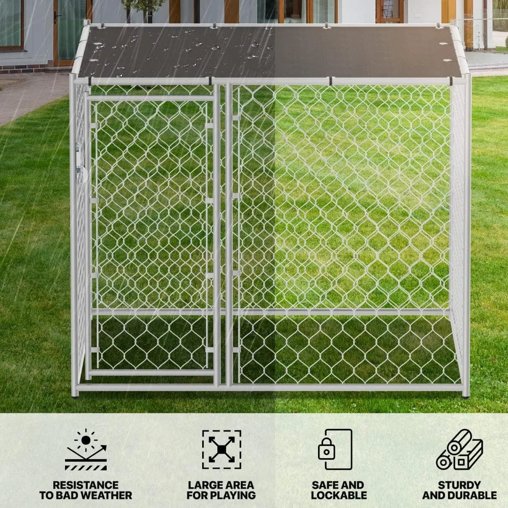 Very / 5x5 Ft Dog Kennel Outdoor For Medium Dog, Heavy Duty Alloy Steel Puppy Fence, Pet Exercise Playpen Run Cage With