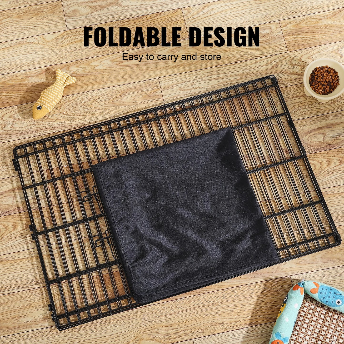 Dog Playpen Panels Foldable Metal Pet Exercise Pen Dog Fence Indoor and Outdoor Pen with Top Cover and Bottom Pad for Dogs
