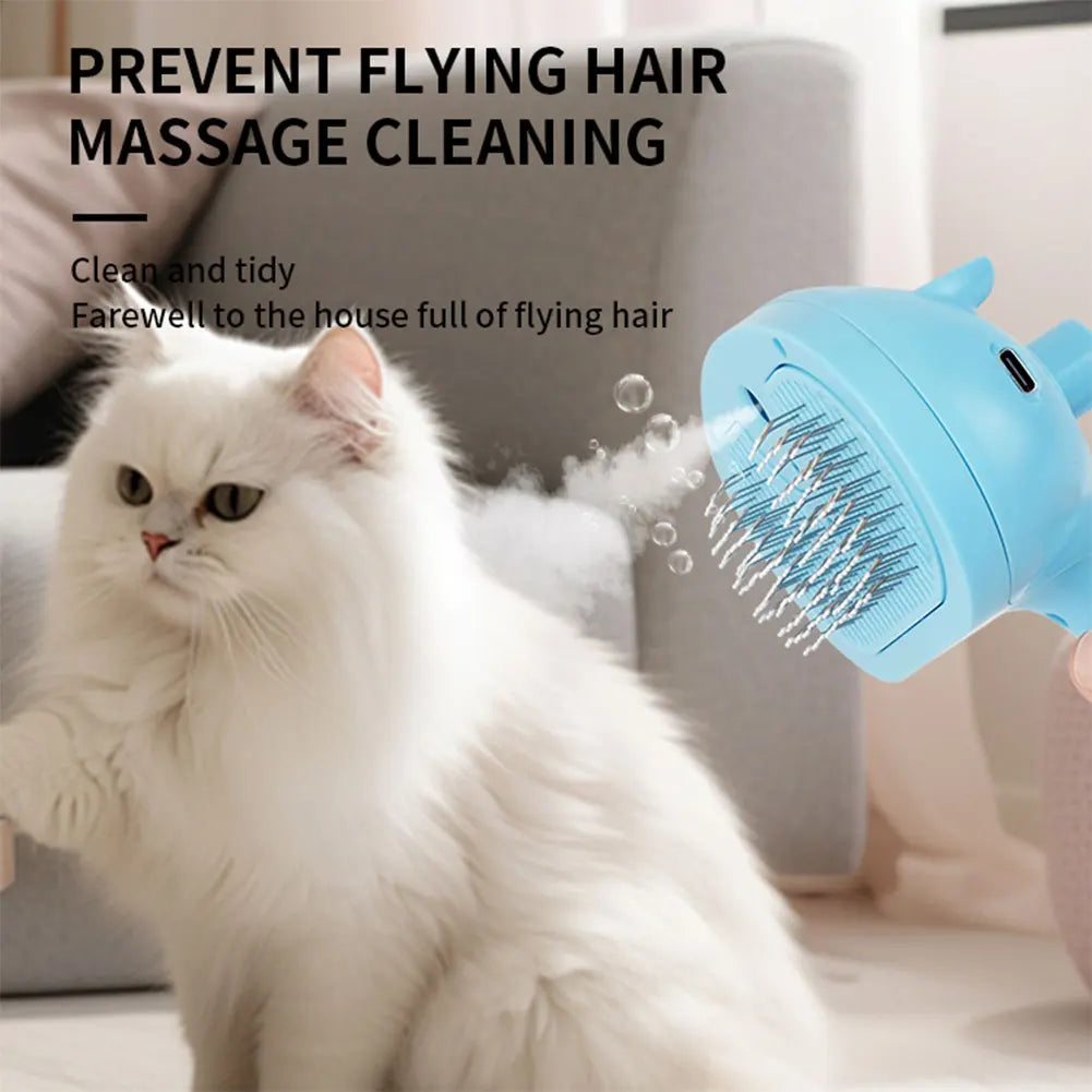 Cat Steam Brush Hair Remover Brush Multi-Function Cat Grooming Brush Floating Hair Brush Dematting Comb for Small & Large Pets