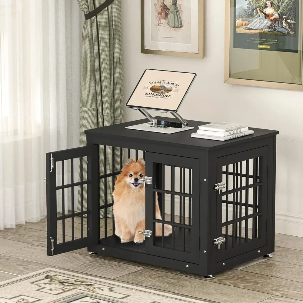 26 Inch Heavy Duty Dog Crate Furniture for Small Dogs, Decorative Pet House End Table, Wooden Cage Kennel Furniture Indoor