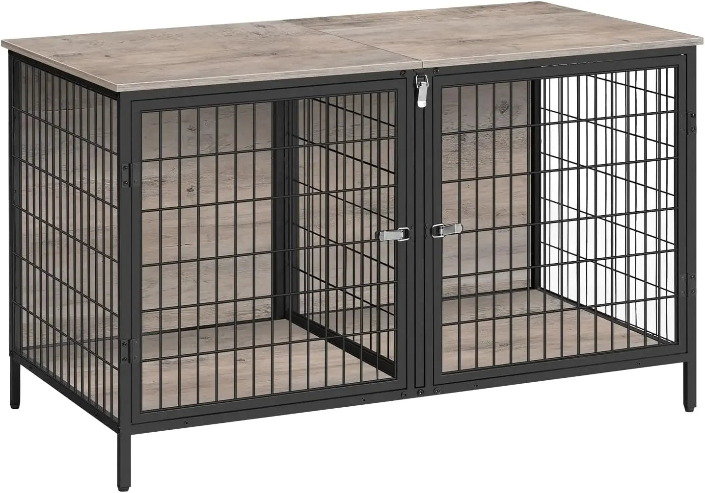 Dog Kennel with Removable Divider, Heavy Sturdy Dog Furniture Style Double Cage for Small Medium Dog, Indoor Pet House End Table
