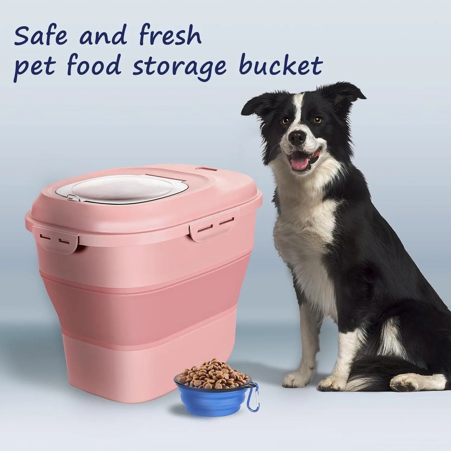 Dog Food Storage Container - Collapsible Dog Food Container with Airtight Lids, Moisture-Proof Pet Food Storage Container
