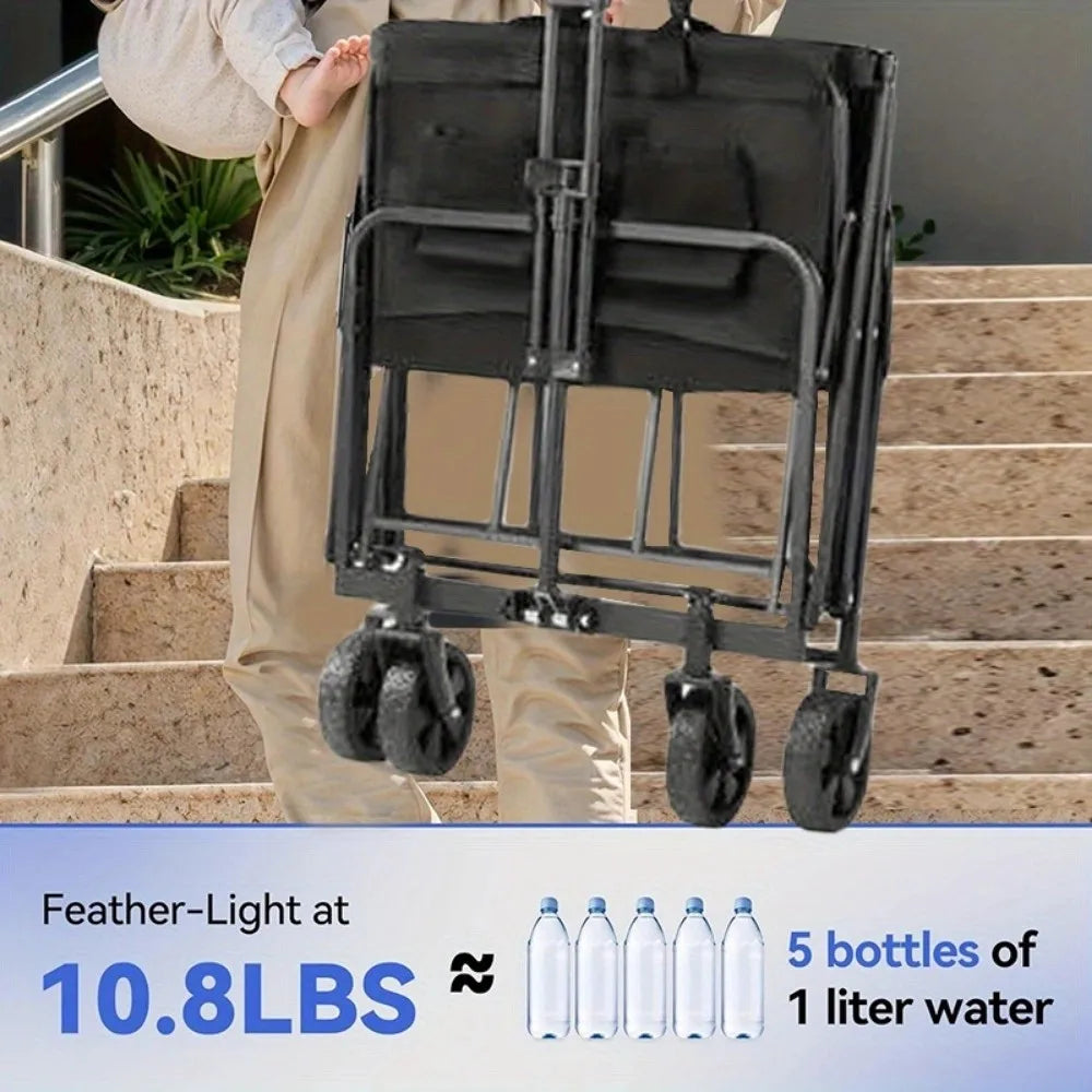 1PC Collapsible Foldable Wagon Cart, Car storage Heavy Duty Utility Snow trailer storage vehicle Cart With All-Terrain Wheels